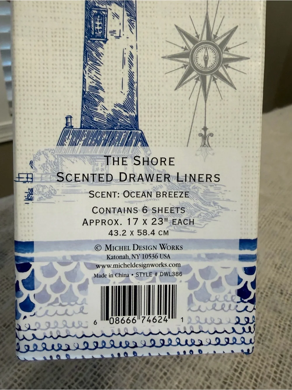 Michel Design Works The Shore Scented Drawer Liners, 6 sheets, new in box